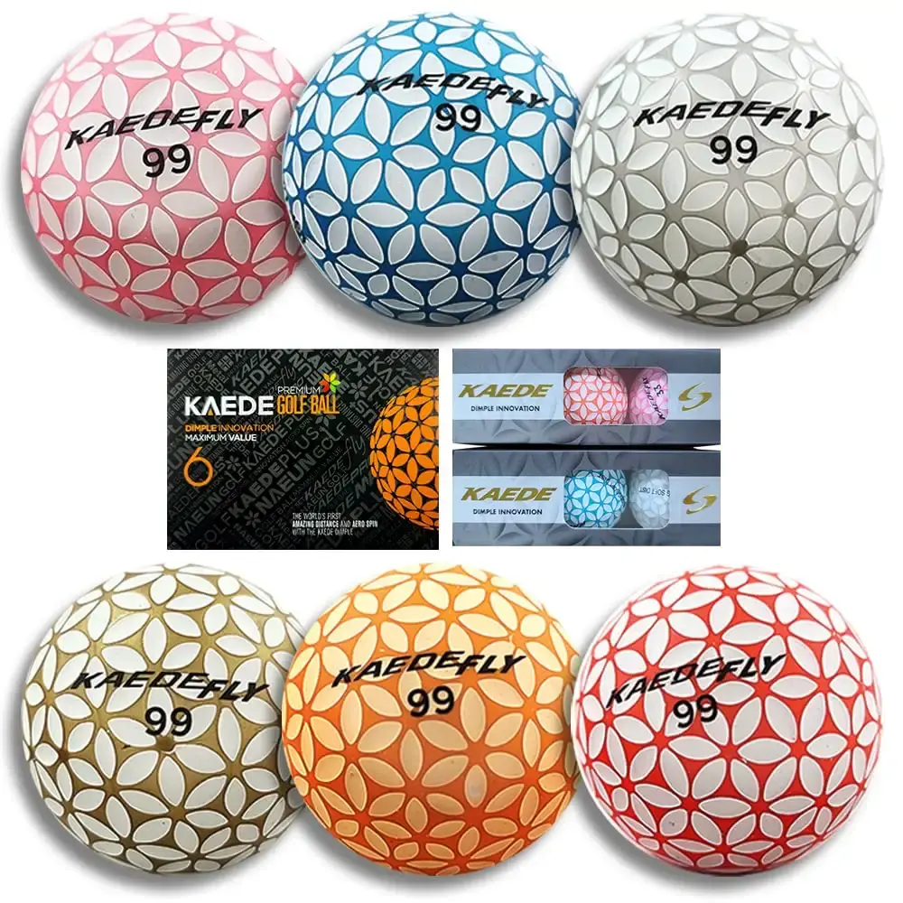 Kaede Fly Distance Golf Balls (Half Dozen) 2 Tone Colored 6 Balls — Golf