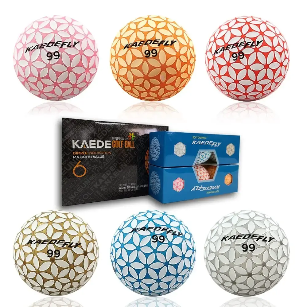 Kaede Fly Distance Golf Balls (Half Dozen) 2 Tone Colored 6 Balls — Golf