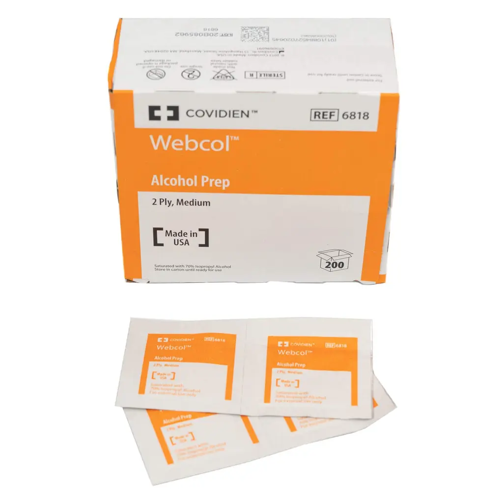 Kendall WEBCOL Alcohol Preps (Sterile) Medium 2-ply
