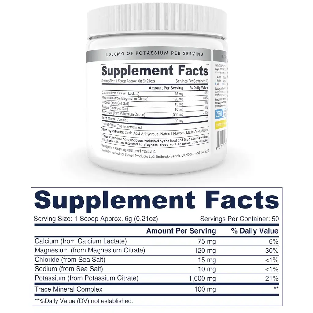 Keto K1000 Electrolyte Powder | Hydration Supplement Drink Mix | Boost Energy & Beat Leg — Powder