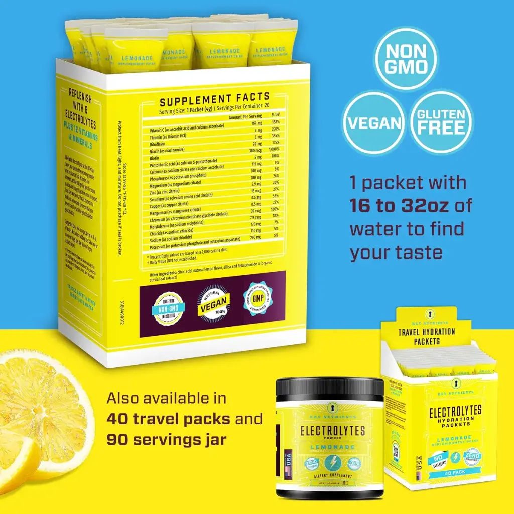 KEY NUTRIENTS Multivitamin Electrolytes Hydration Packets - Refreshing Lemonade Post — Powder