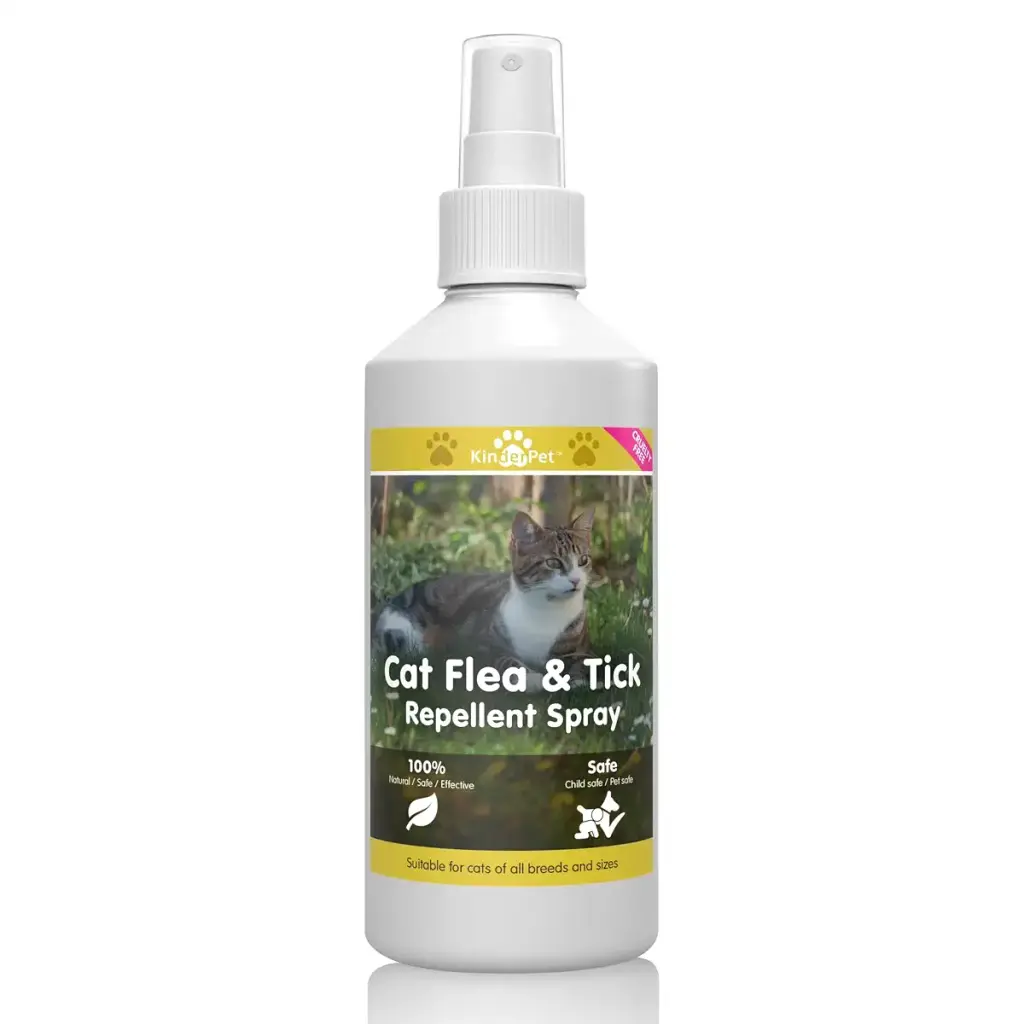 KinderPet Eco Friendly Cat Flea Treatment Big Value 250ml Tick Lice Mite Control Spray Kill Fleas and Eggs For The Home Safe Natural Effective Made in The UK