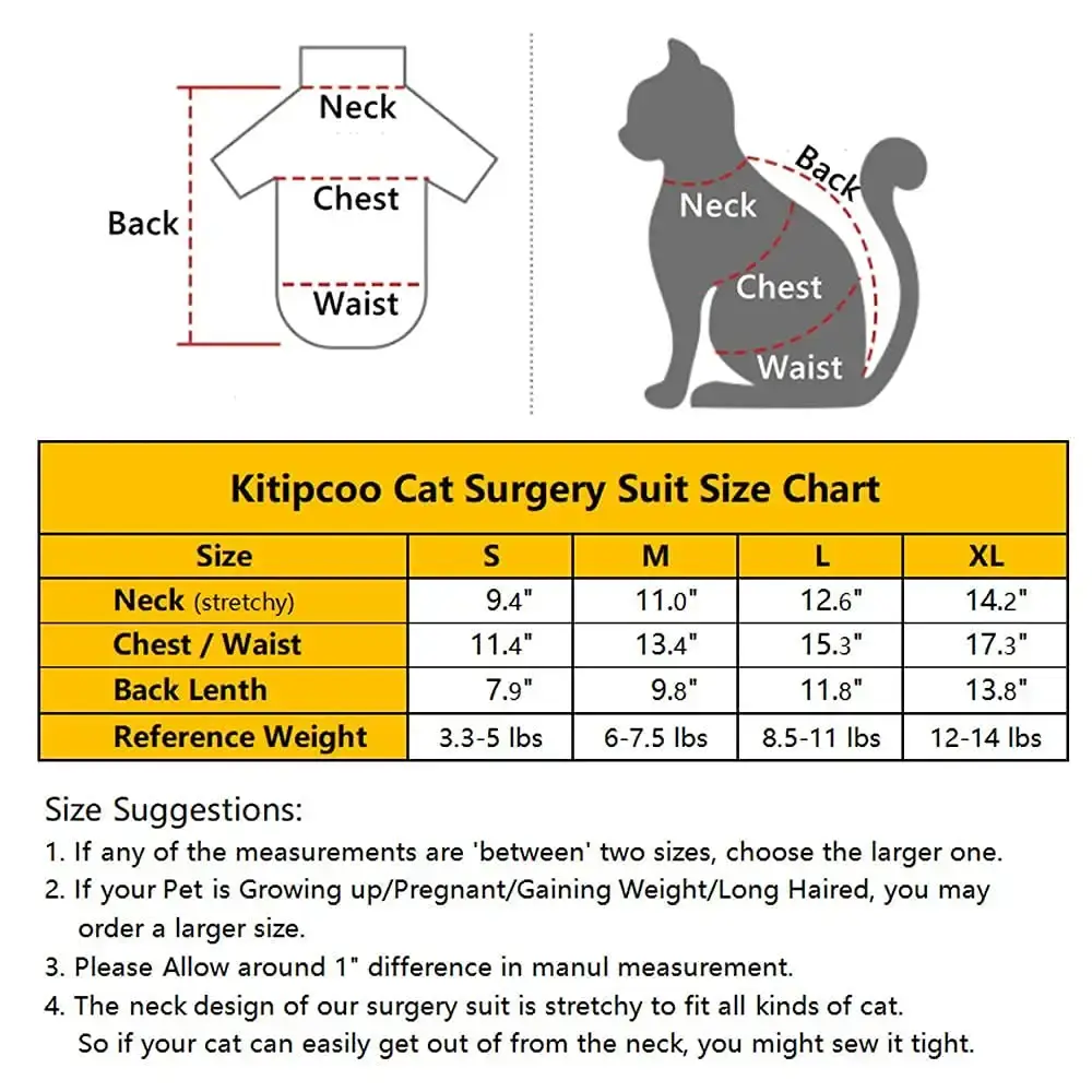 Kitipcoo Professional Surgery Recovery Suit for Cats Paste Cotton Breathable Surgery — Kitipcoo