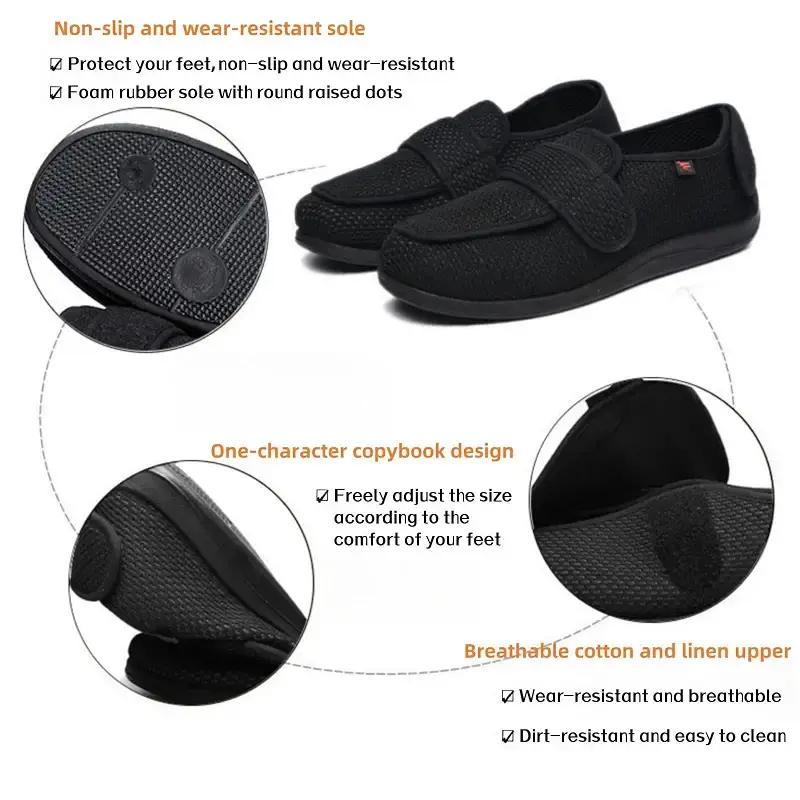 KUMUROET Diabetic Walking Shoes Adjustable Widened Shoes for Edema Wide Feet with High — KUMUROETA