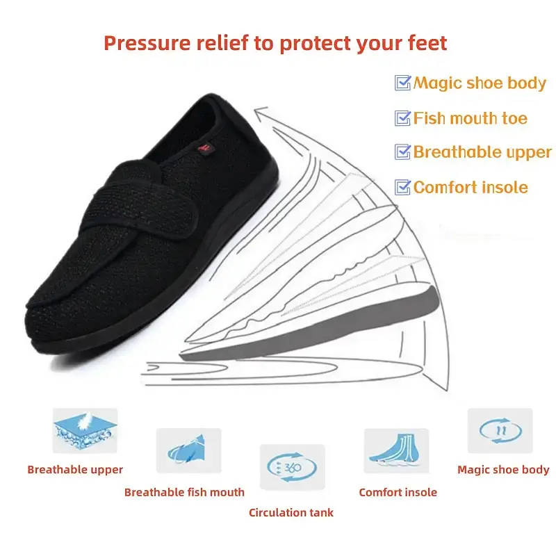 KUMUROET Diabetic Walking Shoes Adjustable Widened Shoes for Edema Wide Feet with High — Body Support