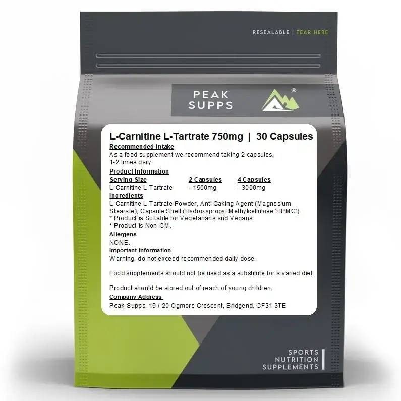 L-Carnitine L-Tartrate Capsules 750mg - 30 Pack | LCLT — 750 mg