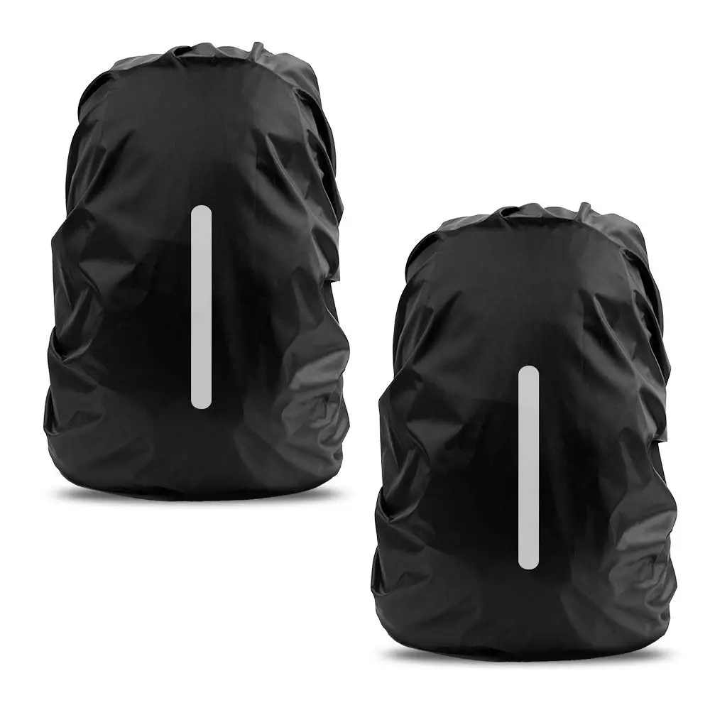 LAMA 2 Pack Waterproof Rain Cover for Backpack, Reflective Rucksack Rain Cover for Anti-dust/Anti-Theft/Bicycling/Hiking/Camping/Traveling/Outdoor Activities Black Medium