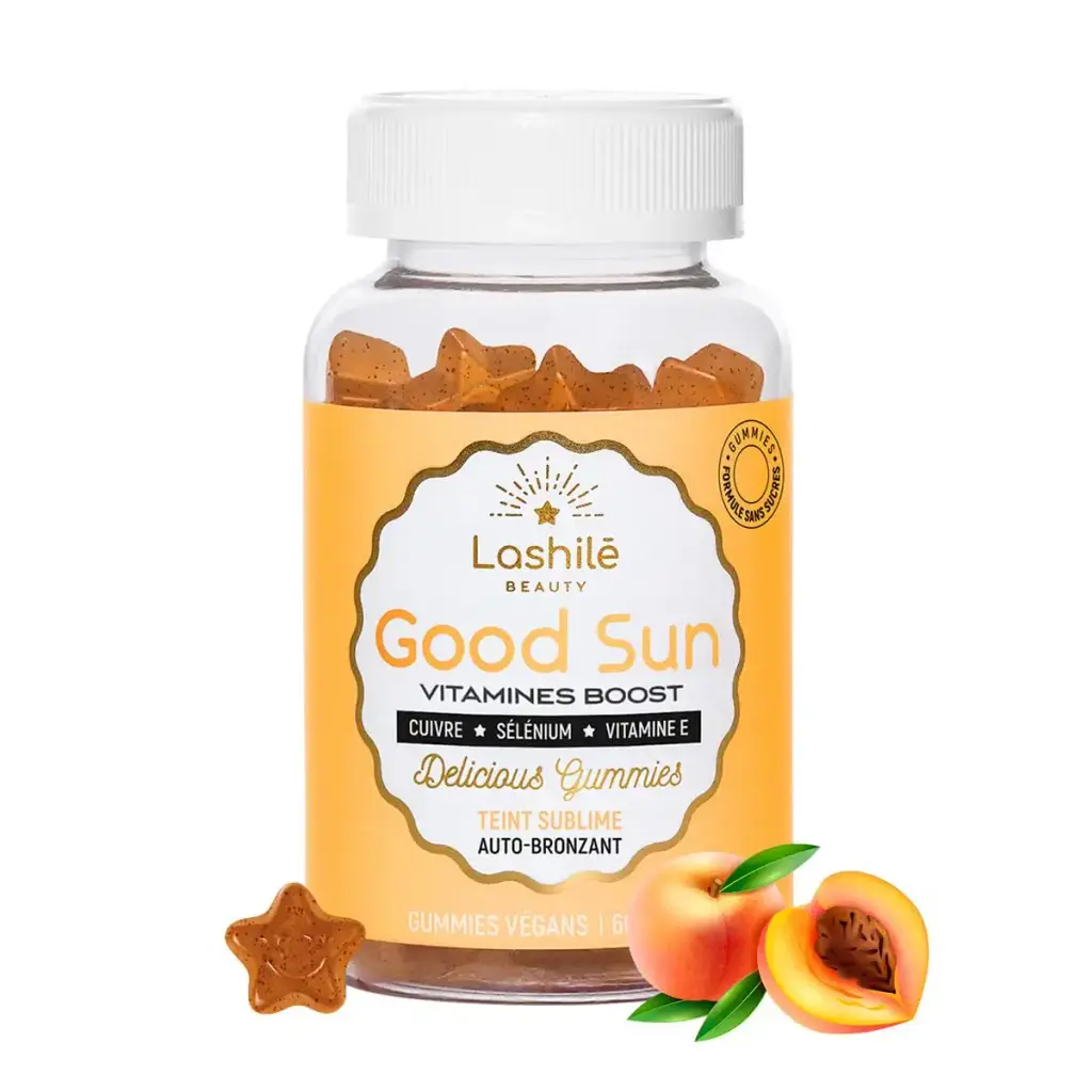 Lashil Beauty - Good Sun - Food Supplements - Self-Tanning and Sun Preparer - Proven Effectiveness - Made in France - Vitamin E Beta-Carotene Vitamin A - 60 Gummies