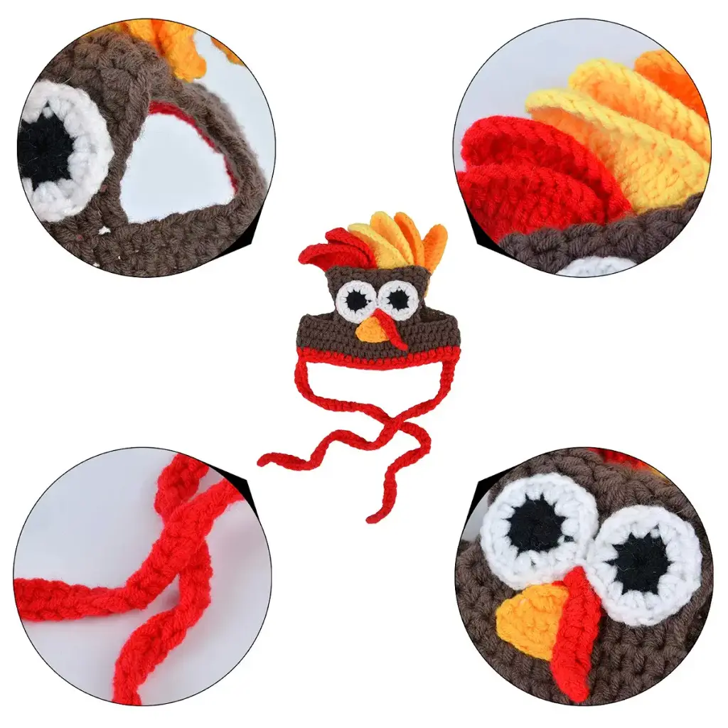 Legendog Cat Costume Turkey Hat Halloween Thanksgiving Party Handmade Crochet Pet Turkey — Legendog
