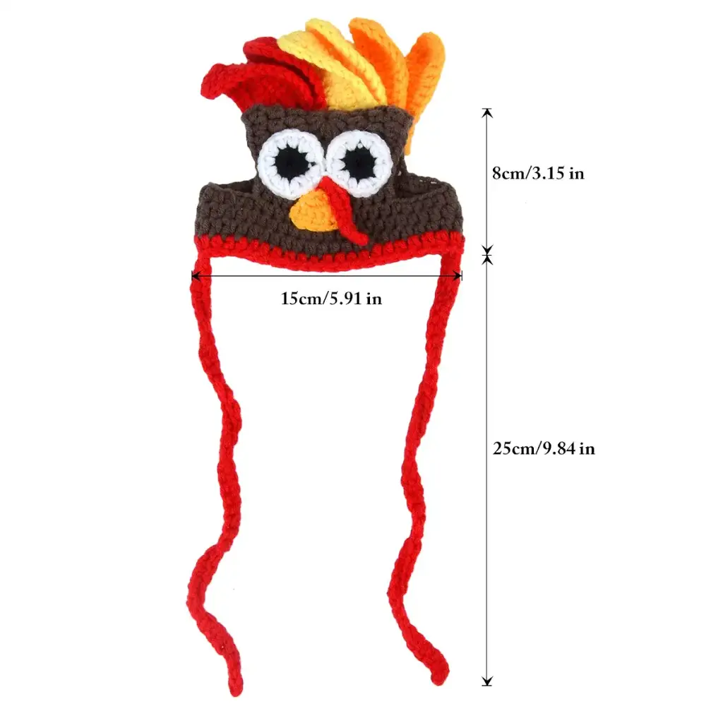 Legendog Cat Costume Turkey Hat Halloween Thanksgiving Party Handmade Crochet Pet Turkey — Pet