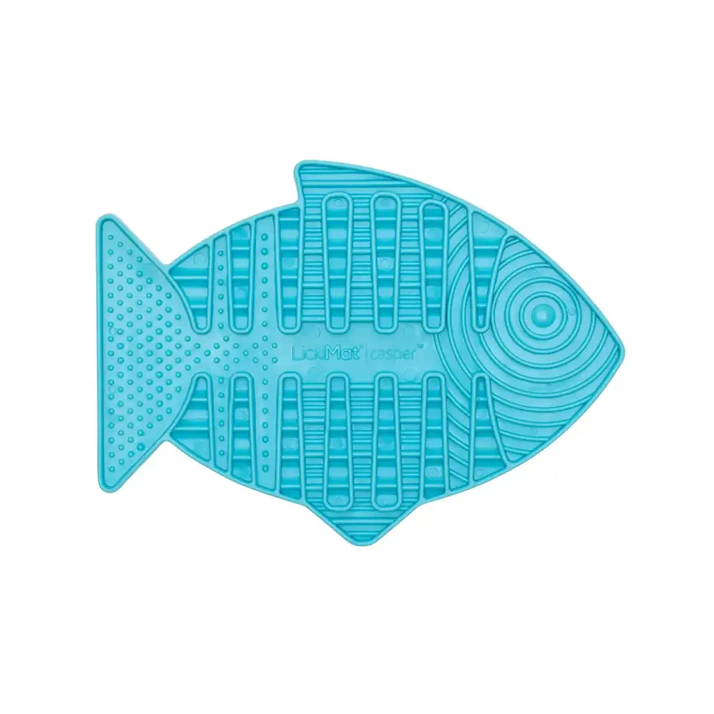 Lickimat Casper, Fish-Shaped Cat Slow Feeders Lick Mat, Boredom Anxiety Reducer Perfect — Lickimat