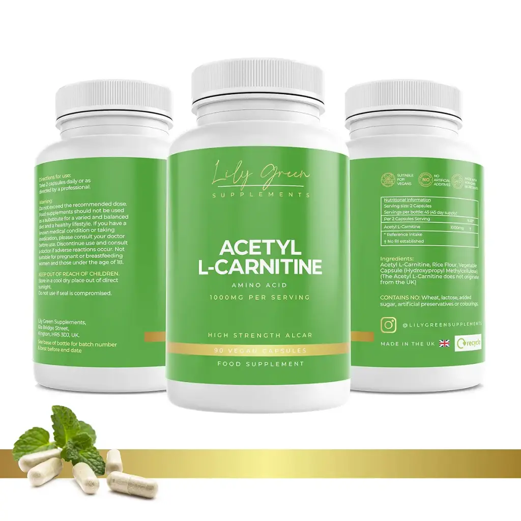 Lily Green | Acetyl L-Carnitine 1000mg per Serving | 90 Vegan Capsules | High Strength — 1000 mg