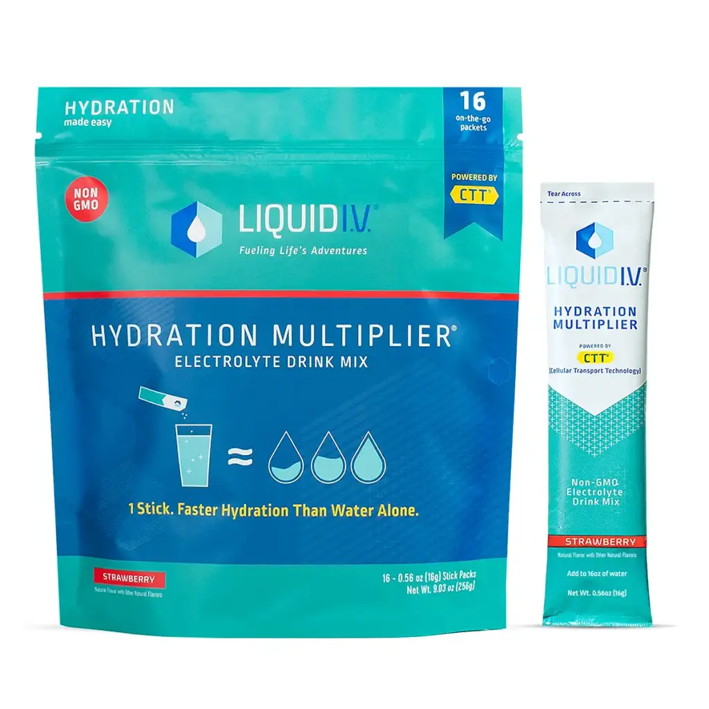 Liquid I.V. Hydration Multiplier - Strawberry - Hydration Powder Packets Electrolyte Drink Mix Easy Open Single-Serving Stick Non-GMO
