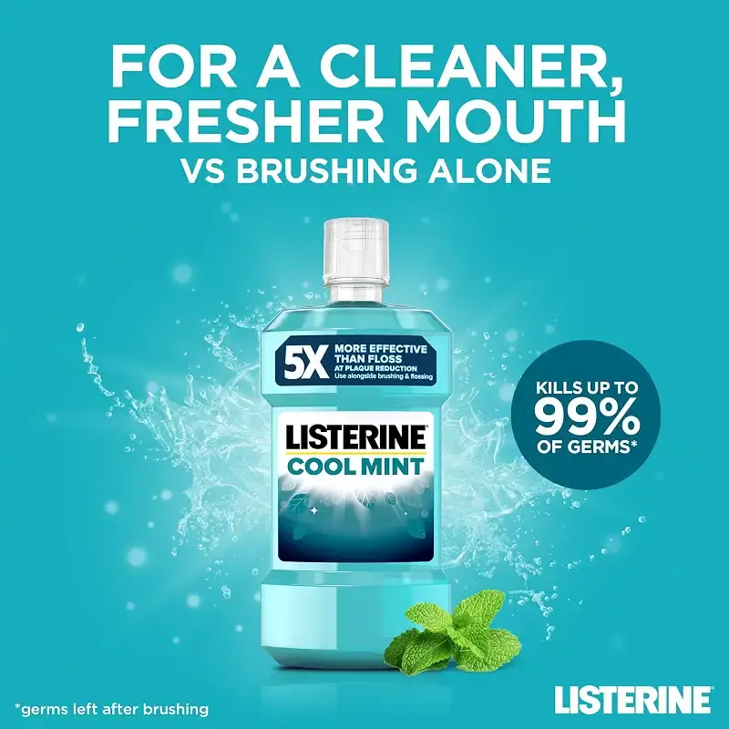 Listerine Essentials Cool Mint Mouthwash 1L 1 l (Pack of 1) — 1 L