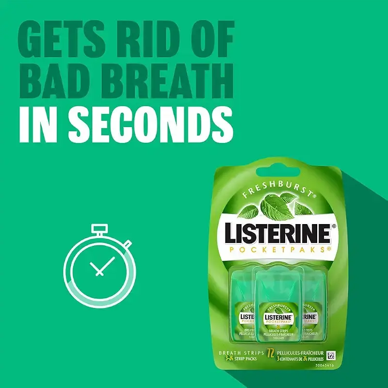 Listerine Freshburst Pocketpaks Breath Strips 24-Strip Pack 3 Pack — Strips