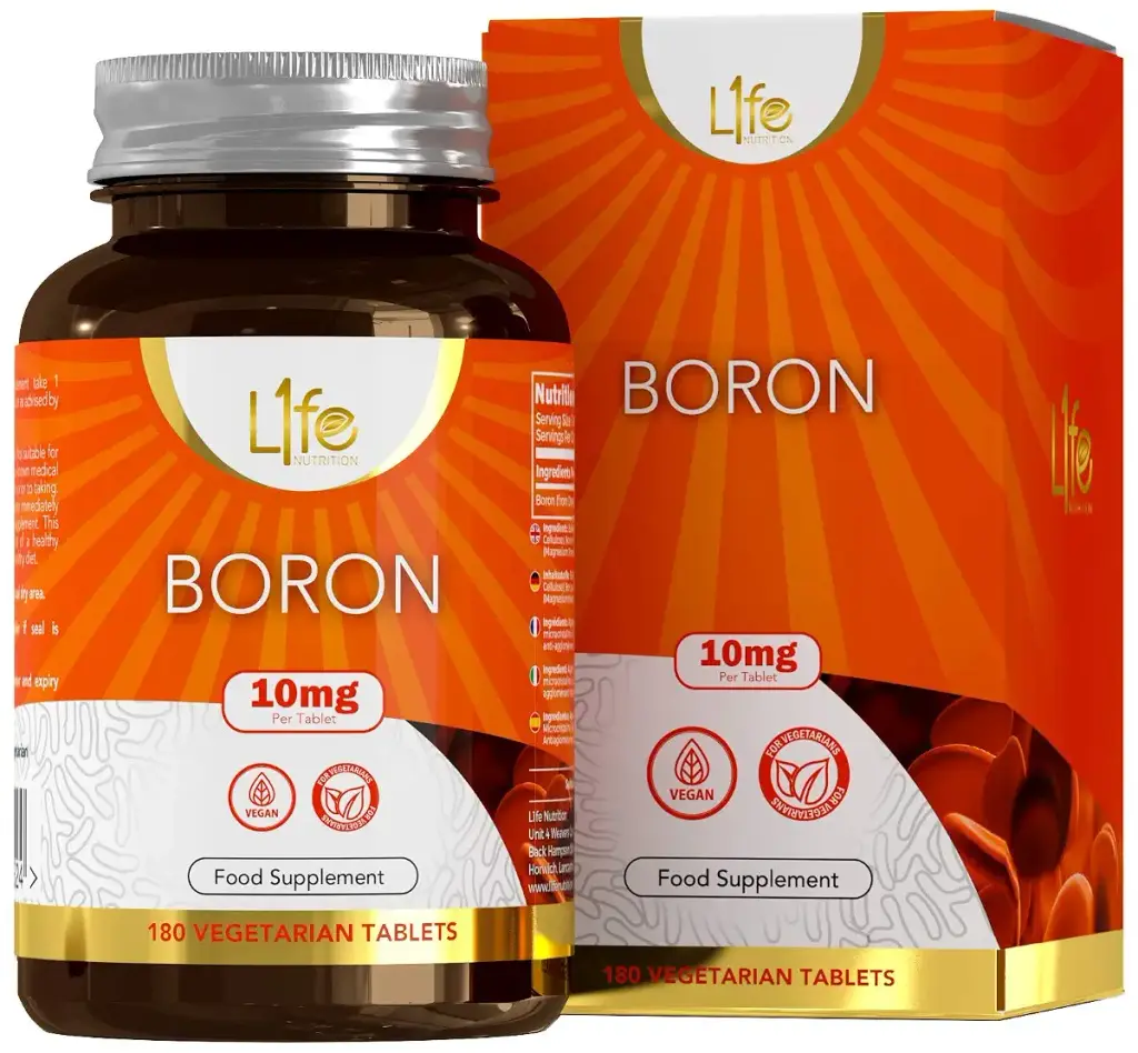 Ln bor |180 high -dose vegan bortaries - 10mg boron per tablet |Genetic engineering gluten milk & allergen-free |Made in ISO-certified companies in GB