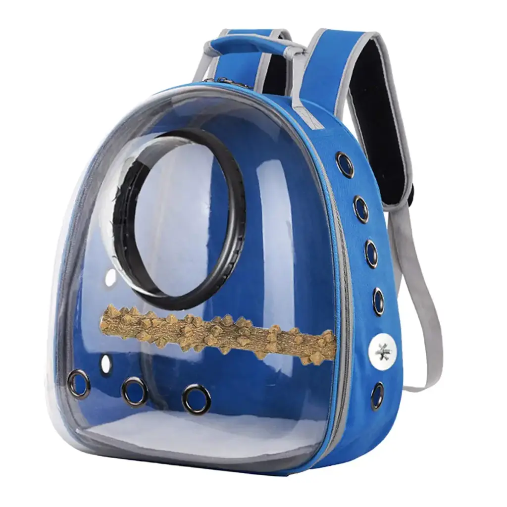 LOVIVER Lightweight Bird Carrier Transparent and Breathable Outdoor Backpack Suitable for Parrot Pets Habitat Blue