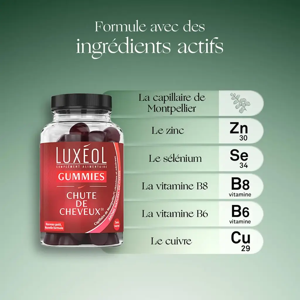LUX OL - Hair Loss Gummies - Food Supplement - Helps Prevent Hair Loss - Natural Orange & — pack of 60