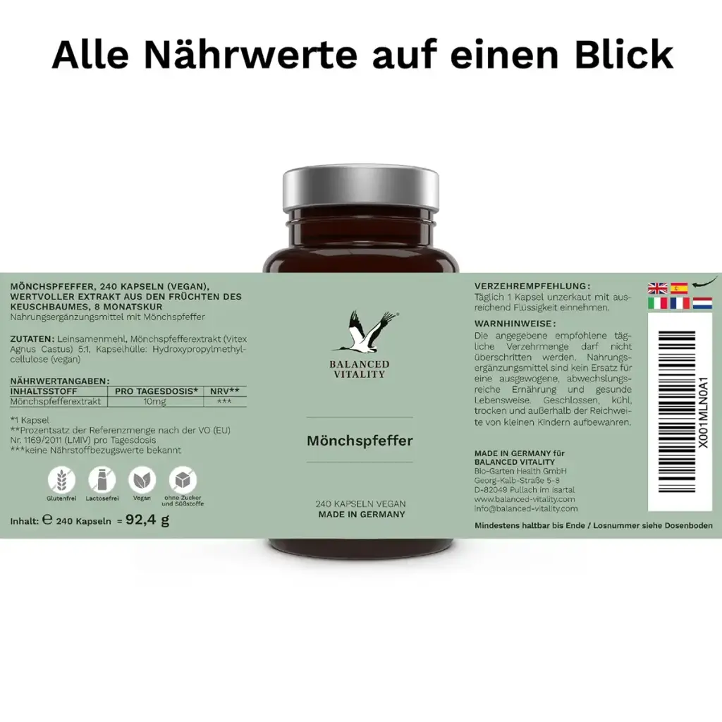 M nchspepfer - 10 mg monk pepper per dose - 240 vegan capsules for 8 months - 4: 1 — Capsules