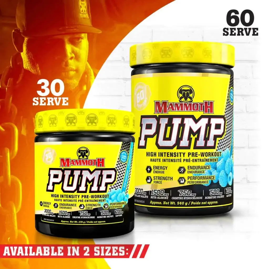 MAMMOTH PUMP Pre Workout Powder Superior Muscle Pumps Increase Strength & Endurance — Powder
