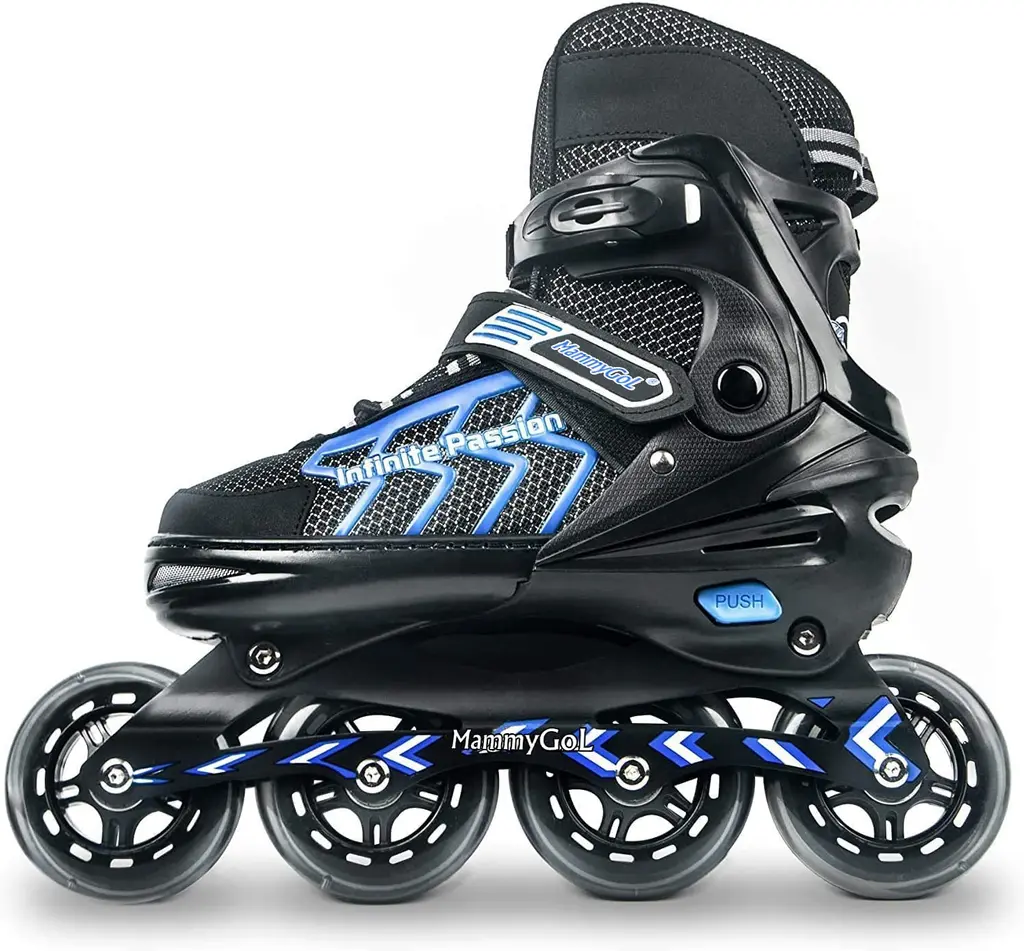MammyGol Adjustable Inline Skates for Adults and Teen, Safe and Durable Roller Skates with Giant Wheels,High Performance Skates for Girls and Boys,Men and Women Blue X-Large(8-11US)