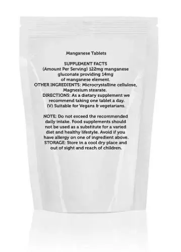 Manganese Gluconate 122mg Tablets Sample Pack x7 Manganese Element 14mg Health — Healthy Mood