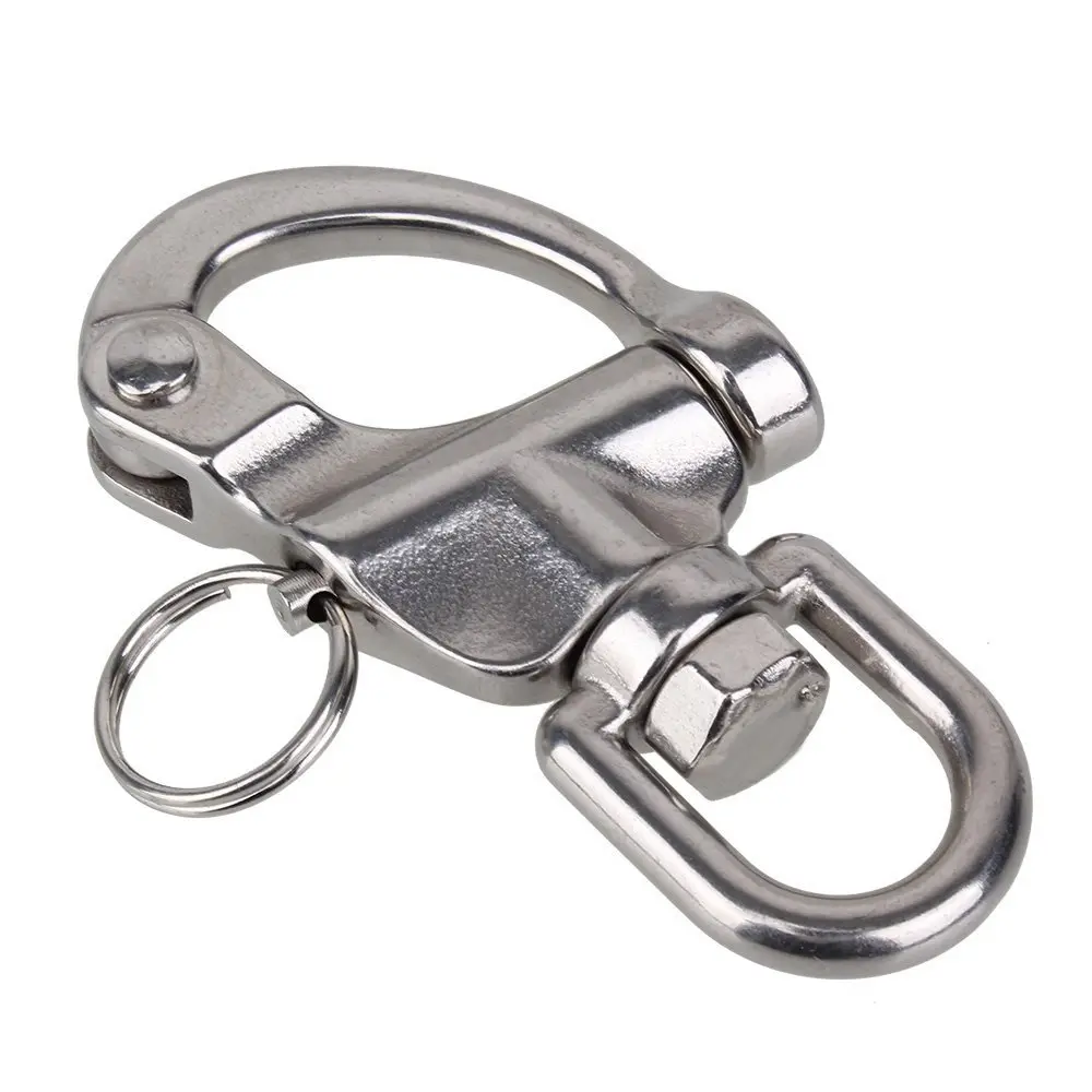 Marine Part Depot Stainless Steel Swivel Eye Snap Shackle 3-1/4"