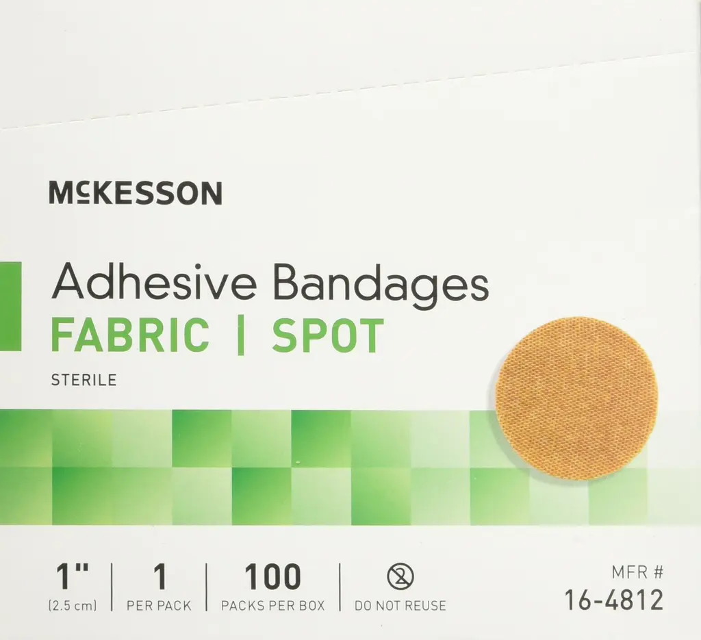MCKESSON Adhesive Spot Bandage Medi-Pak Performance Fabric 1" Diameter Round Tan (#16-4812, Sold Per Box) 100 Count (Pack of 1)