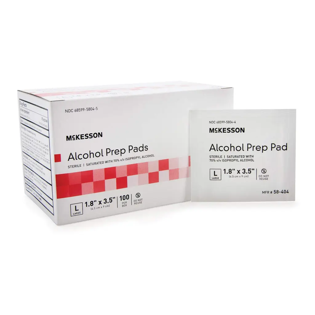 McKesson Alcohol Prep Pad Sterile Large Nonwoven Gauze 58-404 1 Box(s) 1 Pack