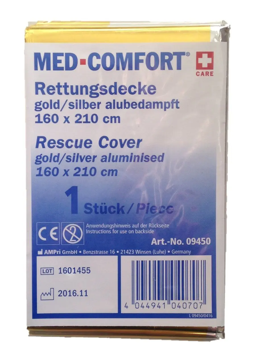 MED-COMFORT first aid rescue blanket gold-silver foil 160 x 210cm