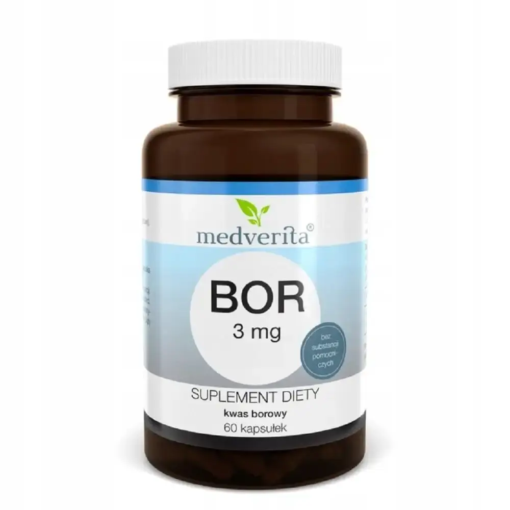Medverita - BOR 3MG (boric acid) - strong bones - relieves the symptoms of menopause - dietary supplements - 60 capsules - without auxiliary substances