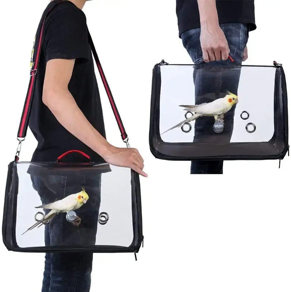 Mildair Lightweight Bird Carrier Bird Travel Cage PVC Transparent Breathable Parrot — Pet