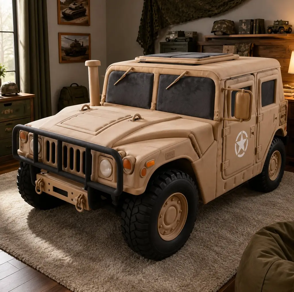 MilitaryBeds upholstered vehicle bed, Humvee body style