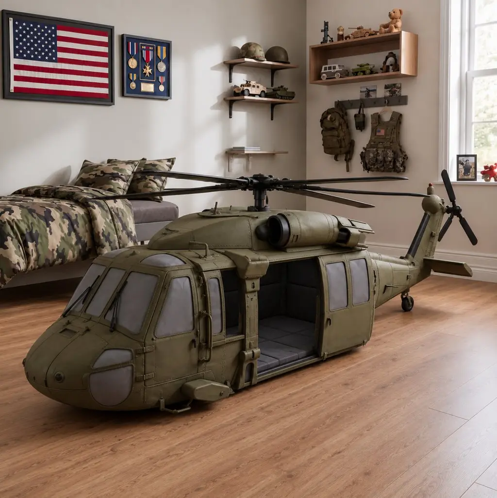 MilitaryBeds upholstered vehicle bed, Black Hawk body style