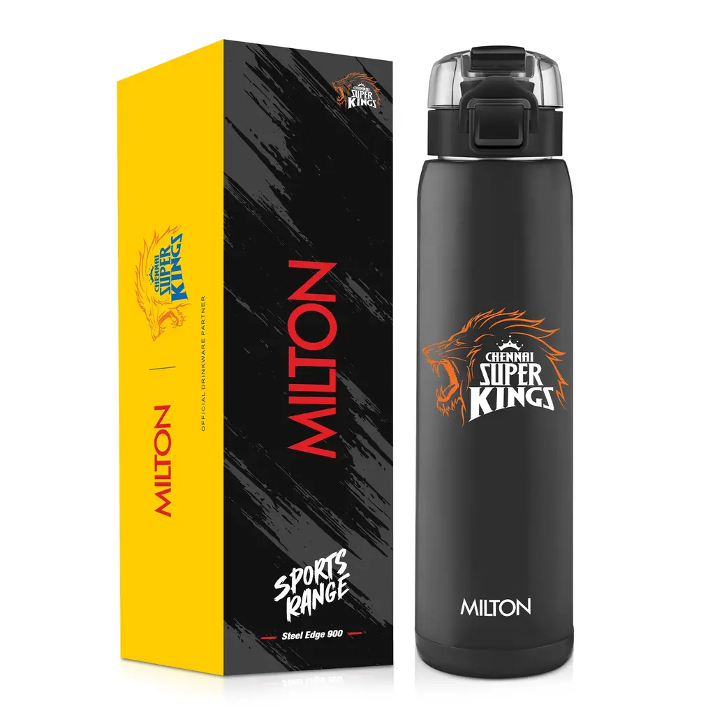 Milton Sports Steel Edge UV Printing Thermoware Bottle With Twin Lid - Chennai Super Kings (CSK) - Milton