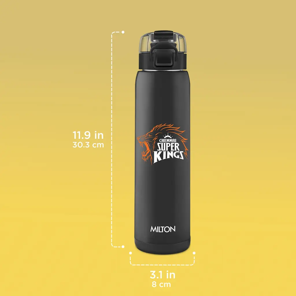 Milton Sports Steel Edge UV Printing Thermoware Bottle With Twin Lid - Chennai Super Kings (CSK) - Milton, view 3