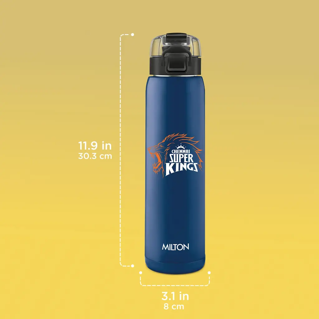 Milton Sports Steel Edge UV Printing Thermoware Bottle With Twin Lid - Chennai Super Kings (CSK) - Milton, view 10