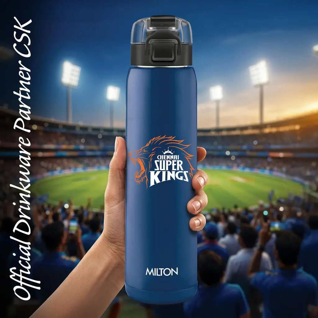 Milton Sports Steel Edge UV Printing Thermoware Bottle With Twin Lid - Chennai Super Kings (CSK) - Milton, view 14