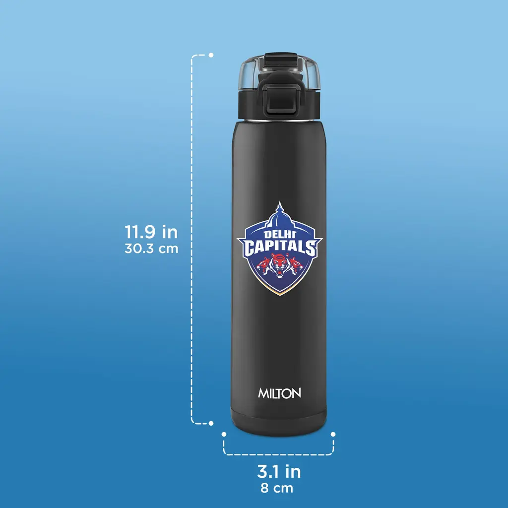 Milton Sports Steel Edge UV Printing Thermoware Bottle With Twin Lid - Delhi Capitals (DC) - Milton, view 3