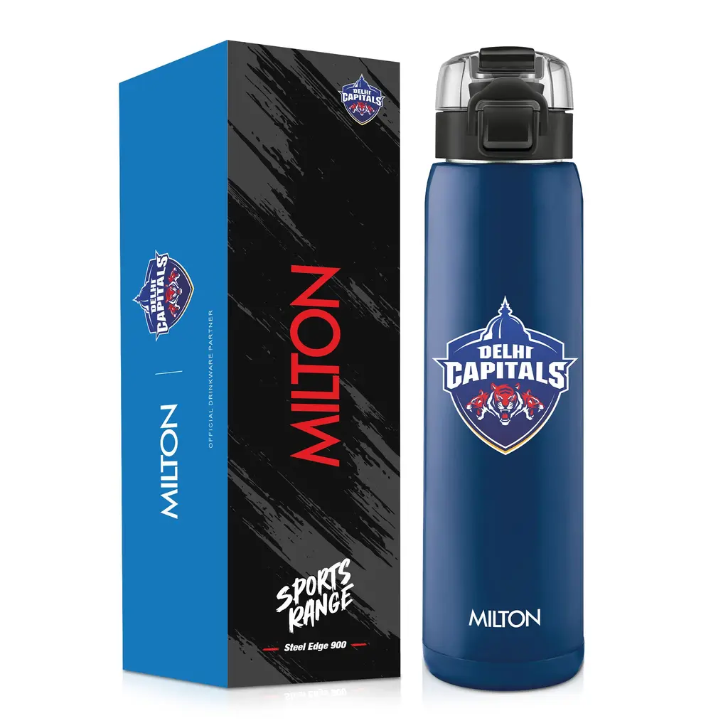 Milton Sports Steel Edge UV Printing Thermoware Bottle With Twin Lid - Delhi Capitals (DC) - Milton, view 8