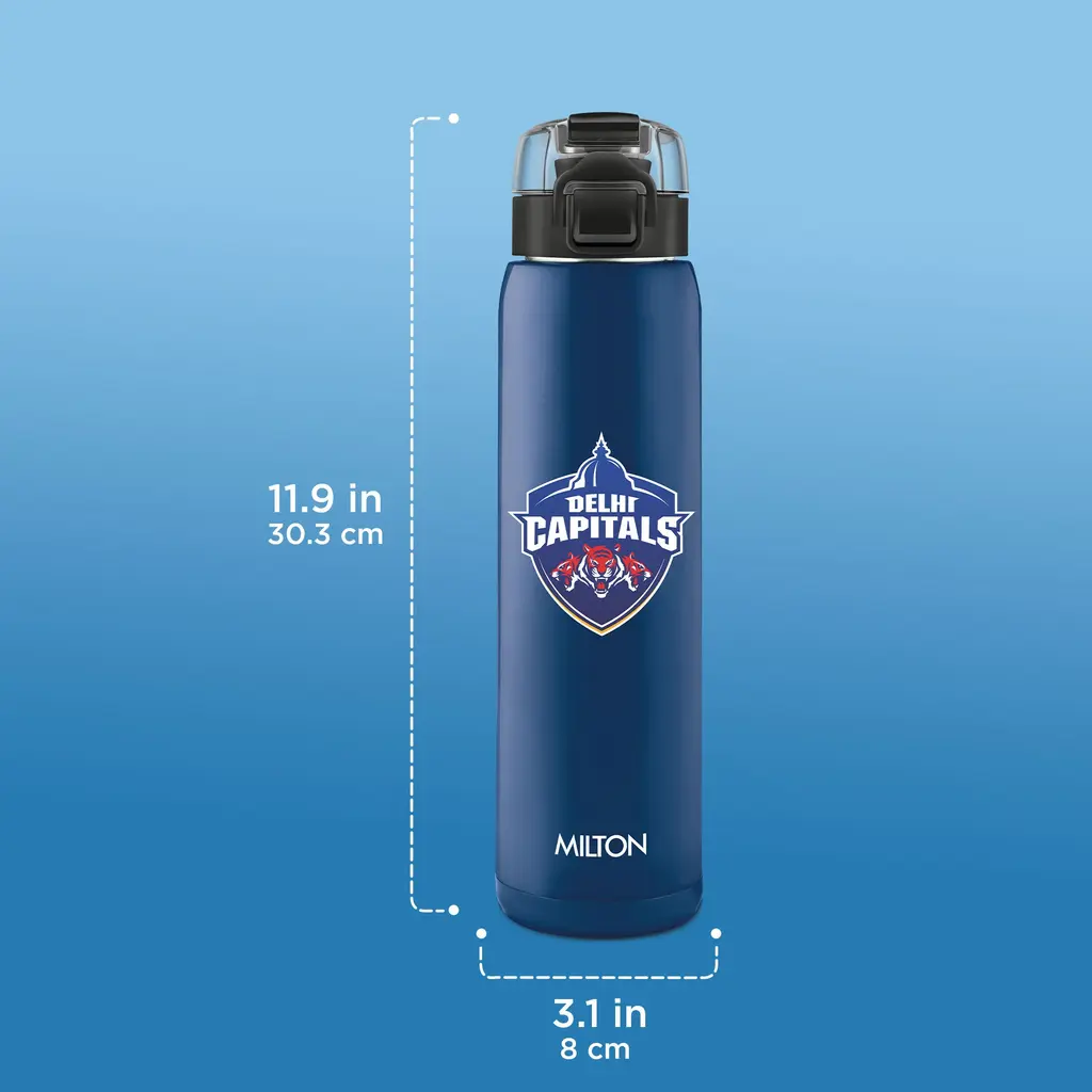 Milton Sports Steel Edge UV Printing Thermoware Bottle With Twin Lid - Delhi Capitals (DC) - Milton, view 10