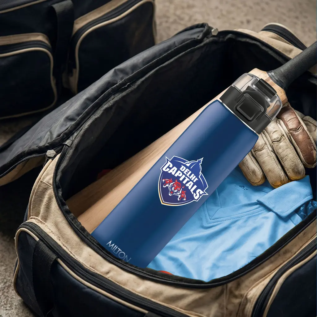 Milton Sports Steel Edge UV Printing Thermoware Bottle With Twin Lid - Delhi Capitals (DC) - Milton, view 13