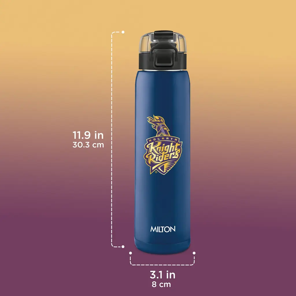 Milton Sports Steel Edge UV Printing Thermoware Bottle With Twin Lid - Kolkata Knight Riders (KKR) - Milton, view 3