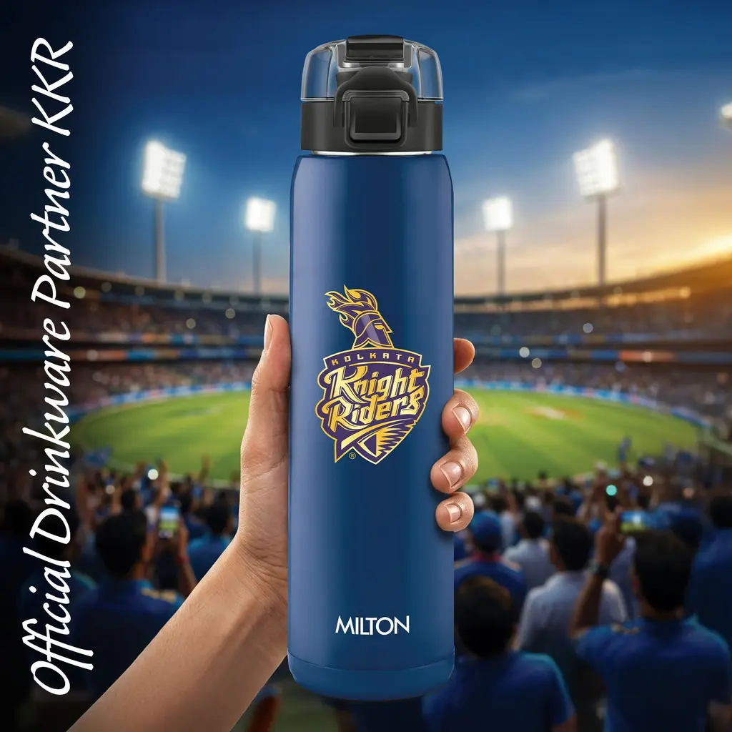 Milton Sports Steel Edge UV Printing Thermoware Bottle With Twin Lid - Kolkata Knight Riders (KKR) - Milton, view 7