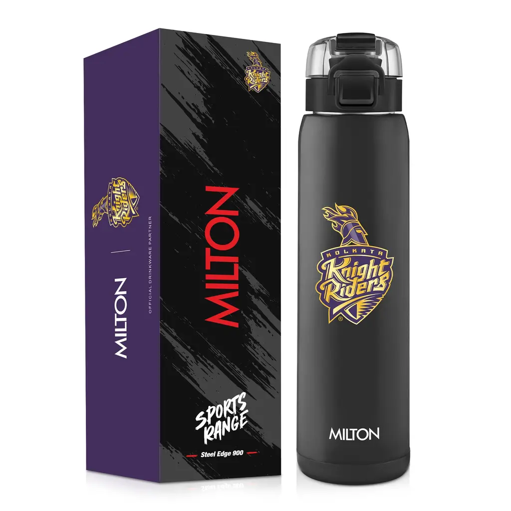 Milton Sports Steel Edge UV Printing Thermoware Bottle With Twin Lid - Kolkata Knight Riders (KKR) - Milton, view 8