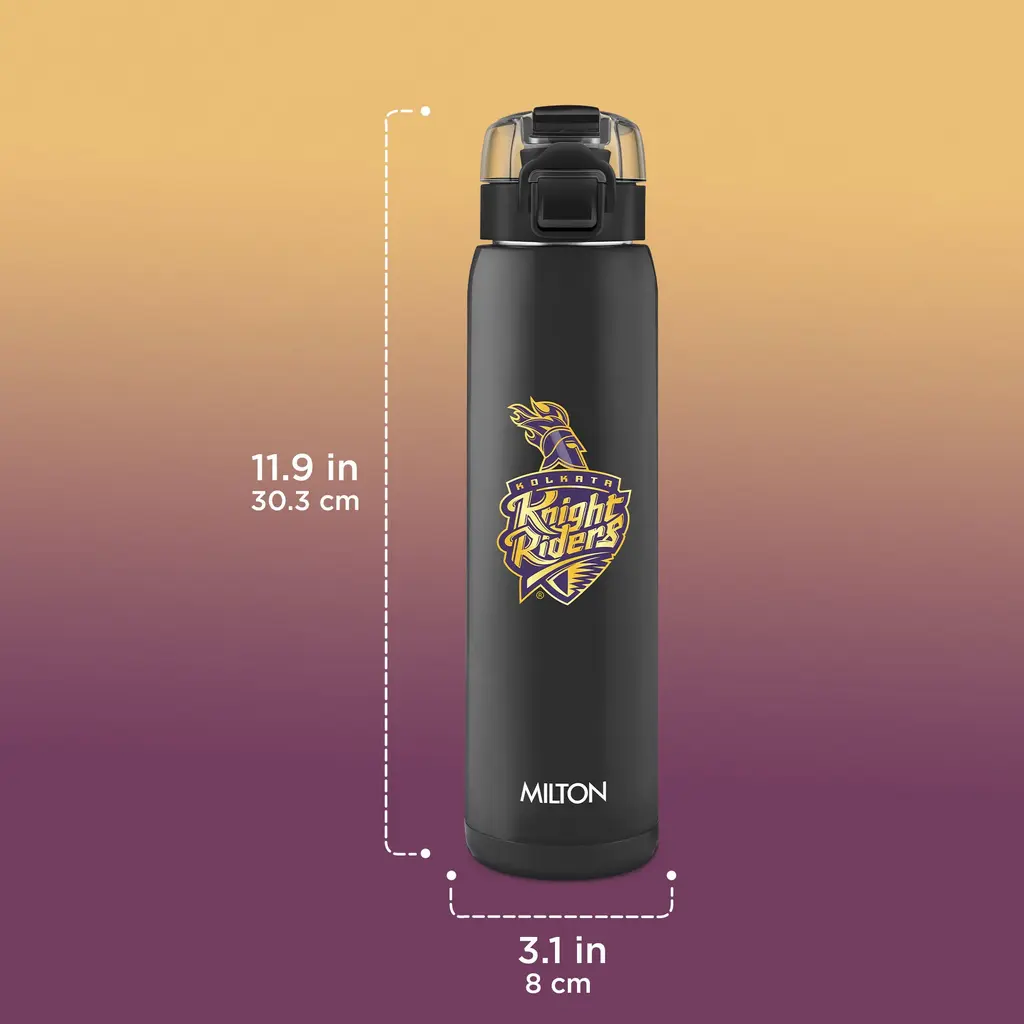 Milton Sports Steel Edge UV Printing Thermoware Bottle With Twin Lid - Kolkata Knight Riders (KKR) - Milton, view 10