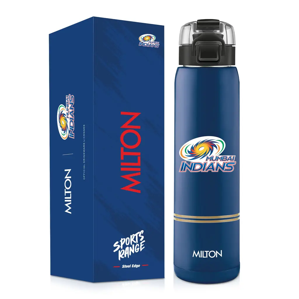 Milton Sports Steel Edge UV Printing Thermoware Bottle With Twin Lid - Mumbai Indians (MI) - Milton