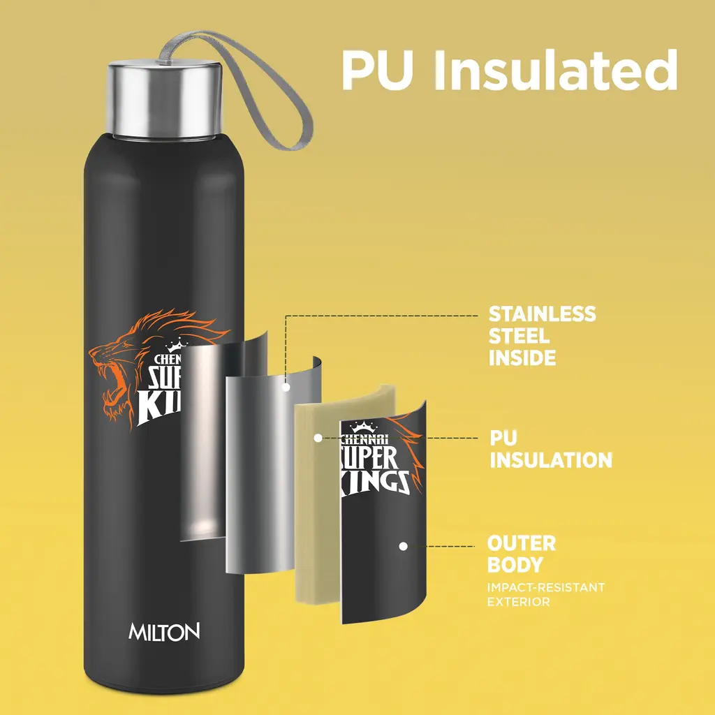 Milton Sports Steel Halo UV Printing Water Bottle - Chennai Super Kings (CSK) - Milton, view 2