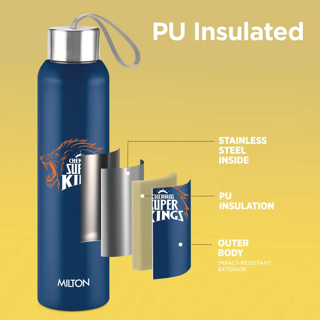 Milton Sports Steel Halo UV Printing Water Bottle - Chennai Super Kings (CSK) - Milton, view 11