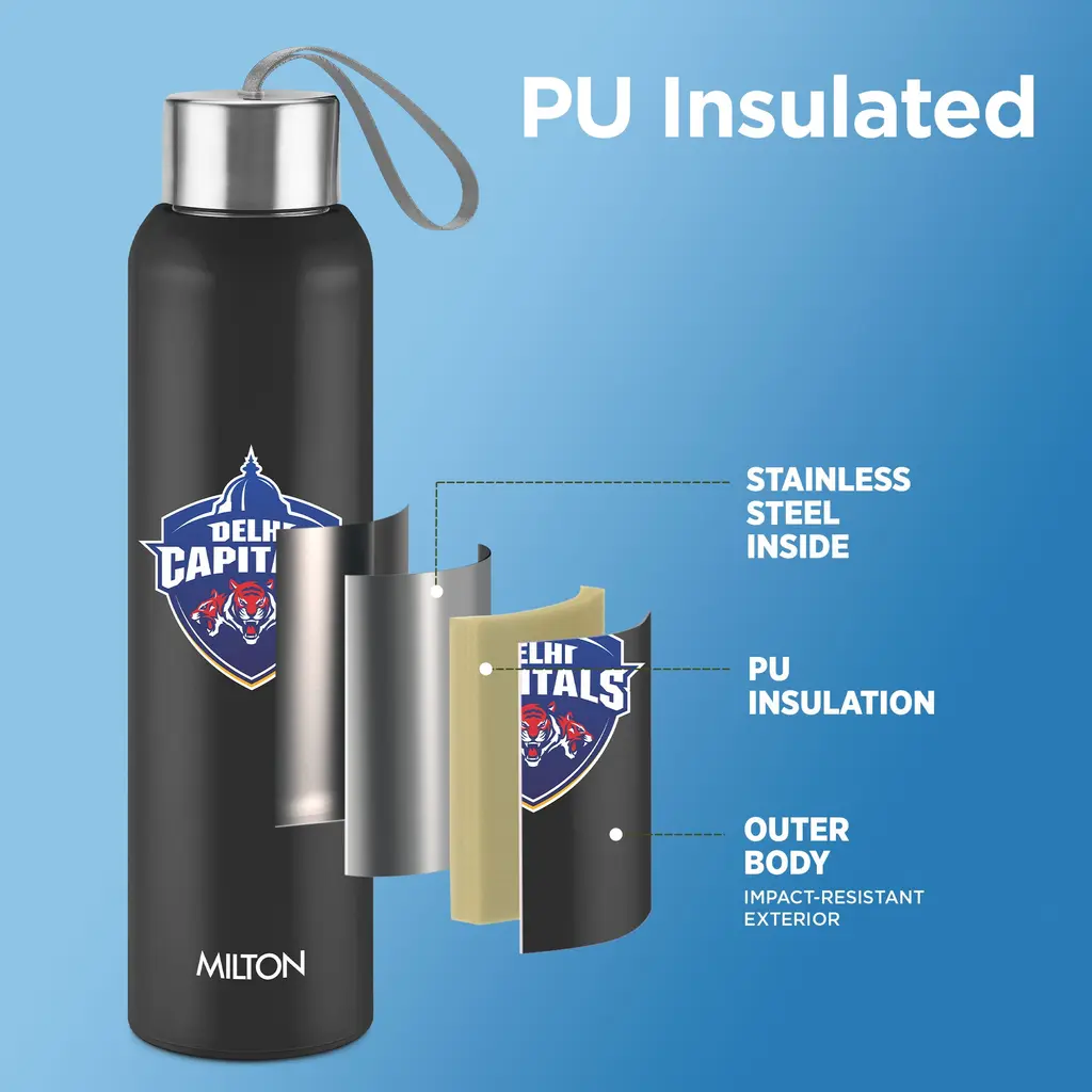 Milton Sports Steel Halo UV Printing Water Bottle - Delhi Capitals (DC) - Milton, view 2